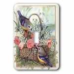 3dRose lsp_167135_1 Pretty Sparrows in a Beautiful Basket of Roses Light Switch Cover