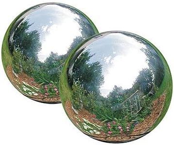 ROME Stainless Steel Gazing Balls, Silver, 8" Dia., Pack of 2