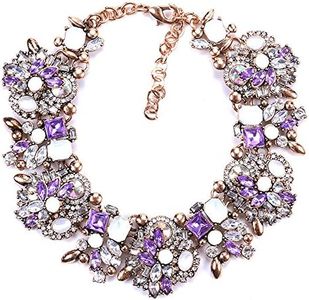 Zthread Bib Statement Necklace Colorful Glass Crystal Collar Choker Necklace for Women Fashion Accessories, crystal-metal, Rhinestone