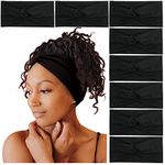 Tobeffect Headbands for Women Non Slip Turban Headband Boho Wide Head Band Womens Hair Wraps Accessories for Teen Girls 8 Pack Solid Colors (Black Grace)