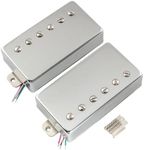 Musiclily Pro Alnico 5 LP Covered Guitar Humbucker Pickups Neck Bridge Pickups Set 7.8K/16.6K for Les Paul SG Style Electric Guitar, Chrome