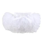 HOOLCHEAN Infant Toddler Baby Girls Super Soft Fluffy Tutu Skirt with Diaper Cover Bloomer White, 0-6 Months