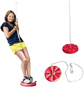 Squirrel Products Red Disc Tree Swing with Rope for Outdoor Play