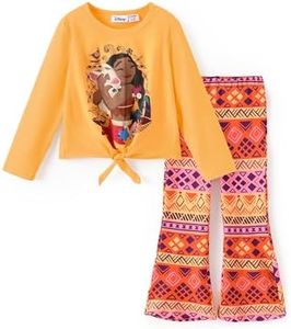 Disney Girls Outfits Knot Front Shirt Flare Pants Sets Moana Orange 2T