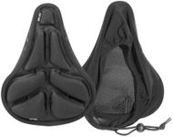JFT Bike Seat Cushion - Soft Inflatable Air Cushion Bicycle Seat Cover with Adjustable Pressure - Extra Padding for Comfortable Rides - Ideal for Mountain, Sports & Stationary Bikes (BC-352 Black)