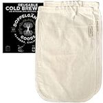 (2-Pack, Medium 8in x 12in) Organic Cotton Cold Brew Coffee Bag - Designed in California - Reusable Coffee Filter with EasyOpen Drawstring Cold Brew Maker for Pitchers, Mason Jars, & Toddy Systems