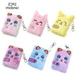 Cartoon Plush Pocket Notebook Blank Thicken Inner Paper With Keychain Mini Plush For Cat Writing Drawing Pad Travel Notebook College Ruled With Tabs For School For Work Women For Kids