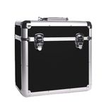 Maison & White Vinyl LP Storage Case | Aluminium DJ Box | Record Collection Chest | Heavy Duty Safe Box | Holds 50pcs | M&W (Black)