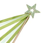 Lovelyshop Green Crystal Gold Metal Star Fairy Wand with Ribbon for Girls Halloween Decorations