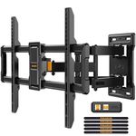 Perlegear TV Wall Bracket for 42-86 Inch Flat/Curved TVs up to 60 kg, Tilt and Swivel Wall Brackets with Dual Arms, Full Motion TV Wall Mount Max VESA 600x400 mm, PGLF12