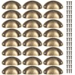 LJHOME 24 Pcs Shell Cup Handles, Semi Circle Drawer Pull Handle, Metal Kitchen Cupboard Cabinet Dresser Door Handles Knobs, Retro Furniture Knobs