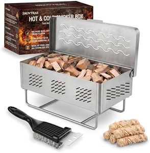 SKOVTRAE Hot & Cold Smoker Box, 304 Stainless Steel BBQ Grill Smoke Box for Gas or Charcoal Grill with Hinged Lid, Infuse Smoky Barbecue Flavor into Meats, Grilling Gift for Men