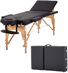 BestMassage Portable Wood Massage Table & Bed, 73" Folding, Height Adjustable (24"-34"), 450 lbs Capacity, Spa Bed with Carrying Case