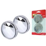 TOZLER HD Glass Frame Round Convex Rear View Blind Spot Mirror Cars/Trucks/Vans -Pack of 2 (Silver)