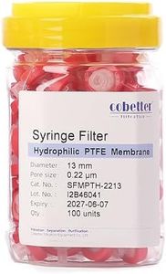 COBETTER 100 Pack Syringe Filter PTFE hydrophilic Lab Filters 0.22μm Pore Size 13mm Diameter Filtration Non-sterile Red