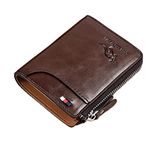 Men Wallet with Zipper | Zipper Leather Wallet for Men RFID Card Holder | RFID Genuine Leather Purse Pocket, Multifunctional Driver's License Card Holder Men's Wallet, Zip Coin Pocket Wallets