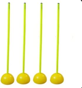 Kalindri Sports Slalom Poles with for Football Agility Speed Training (Pack of 4, Poles with Dome Base)