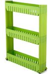 Attro Slim Rack 3 Layer Rack Made with Heavy Plastic Material Lightweight, Foldable and Portable Simple Assembly Comes with Movable Wheels Perfect for Kitchens Storage Organizer,Homes,Offices-Green