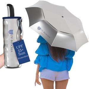 UV-Blocker Compact Sun Protection UV Umbrella - Auto Open/Close - Double Vented Canopy - Windproof Sun Umbrella - 55+ UPF - 42"