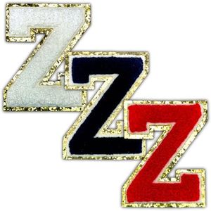 AAVEDGE 3PCS Chenille Iron On Letter Patches, Varsity Sew On Letters Patch, Large Applique Black Red & White Glitter Patches for Clothing, Vest Jackets, Jeans, Backpacks & Hats. (3.15" Letter Z)