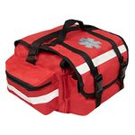 Primacare KB-RO74-R First Responder Bag for Trauma, 17”x9”x7”, Professional Multiple Compartment Kit Carrier for Emergency Medical Supplies, Red