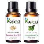 KAZIMA Combo of Pumpkin Seed Carrier Oil & Peppermint Essential Oil for Hair and Skin, 15 ml each