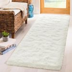 Terrug Fluffy Runner Rug for Entryway Bedroom, 2x8 Ft Washable Runners for Hallways with Non Slip Backing, Soft Shag Area Rug Floor Carpet Runner for Nursery Kitchen Laundry Living Room, Cream