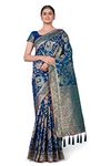 Monjolika Fashion Women's Teal Color Woven Silk Blend Banarasi Jacquard Saree With Blouse Piece (5102_Royal Blue)