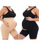 QEAUTY LAB Maternity Shapewear Panties, Nude + Black, X-Large