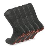 NOVAYARD 5 Pairs Non Slip Socks Hospital Diabetic Non Skid Socks Yoga Pilates Slipper Socks Men Women(Dark gray,Large)