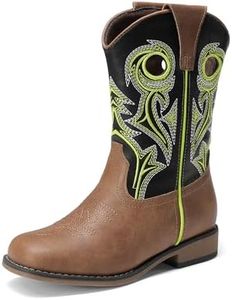 DREAM PAIRS Boys Cowboy Boots Kids Classic Western Boots Square Toe Girls Cowgirl Boots for Toddler/Little Kid/Big Kid,Size 2 Little Kid,Black/Tan,SKMB26001K