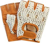 Real Soft Leather Mesh Net Fingerless Driving Weight Training Cycling Wheelchair Gloves W-1037 (Medium)