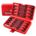 AKM TOOL 16PCS Magnetic Nut Driver Set, 6 Inches Long Nut Drivers, Nut Drivers for Impact Drill, Long Shank Nut Driver Bits, Nut Setter | 1/4"Hex Shank | SAE & Metric | Cr-V Steel