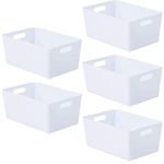 Niftii 5-Pack Plastic Storage Baskets with Sturdy Handles | Lightweight & Durable Design | Ideal for Kitchen, Bathroom, and Cleaning Organisation (3.9L Capacity) | 17 x 25 x 11cm