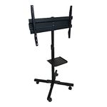 Sii 5 FeetUniversal Pedestal Movable LED/LCD TV Trolley Stand with Wheels, Full Motion Floor Mount/Pedestal Stand/Television Cart, Adjustable Height, Capacity Upto 80Kgs, 100% Made of Metal