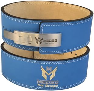 MEDSO Natural Cow Hide Leather Gym Weight Lifting Lever Buckle Powerlifting Belt Fitness Exercise,Deadlifting,Squats,Workout for ment wonmen (LARGE)