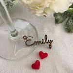 Personalized Wine Glass Charms Small Laser Cut Names Place Cards Custom Signs Acrylic Gift Tags Wedding Favors Wooden Place Setting Table Names with Hole Baby Shower Decor Bridal Party Drink Markers