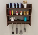 Vibe Heaven Kitchen Rack with Metal Hooks Colour Wenge Brown|Kitchen Storage Rack|Kitchen Organizer Rack|Kitchen Rack Stand|Kitchen Organizer Rack Shelf|Stand for Kitchen Storage Rack|