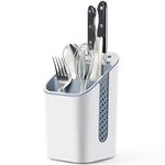 KINGRACK Cutlery Drainer and Sink Caddy, 4-Compartment Storage Organizer for Flatware, Forks, Knives, Spoons and Brushes, Compact Multi-Purpose Sinkware Ideal for Kitchen Countertop.