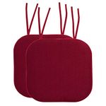 Sweet Home Collection Non Skid Rubber Back Rounded Square 16" x 16" Seat Cover, Polyurethane Memory Foam, Wine Burgundy, 2 Count (Pack of 1)