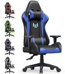 bigzzia Gaming Chair Office Chair,155 Degree PU Leather Ergonomic Office Chair with Lumbar Cushion&Headrest&Fixed Armrest,Gaming Chair Gaming Seat Adult Young Boy Girl (Blue)