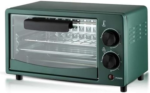 4 Slice Small Toaster Countertop Oven, Stainless Steel Retro Compact Design, Multifunction with 60 Minute Timer, Baking, Grilling, Toast,Green