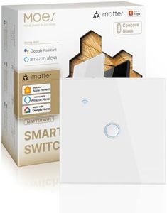 MOES Matter WiFi Interruptor Táctil de Panel Diseño Cóncavo Inteligente, Sincronización Bidireccional, Cable Neutro Requerido, Compatible con Alexa/Apple Home/Google Home/SmartThings/Tuya, 1 Gang