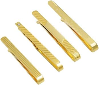 TAIGRAMA Tie Clip for Men 4 Pack, Gold Tie Pins and Clips for Men Set, Unique Tie Bar Tie Pinch Tie Clasp Ideal for Skinny Ties, Regular Ties, Wedding Anniversary, Business, Large