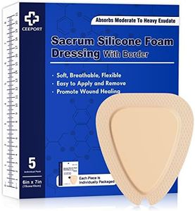 Ceeport Sacral Foam Dressing 6"x 7", High Absorbency Sacrum Silicone Foam Dressing with Adhesive Border, Waterproof and Breathable Sacral Pads, Pressure Ulcer, Bed Sore Wound Bandages, 5 Packs…