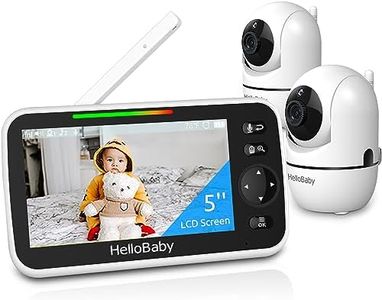 5" Baby Camera Monitor, Hello Baby Monitor with Cameras and Audio, 2 Remote Pan/Tilt/Zoom Cameras, VOX Mode, Night Vision, Two-Way Talk, 8 Lullabies Temperature and Range of 1000 Feet