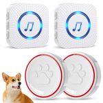 ChunHee Dog Doorbells for Potty Training-Doggie Door Bell for Dog Communication, IP55 Waterproof Button Large Touch Area 55 Ringtones Flashlight Receiver, 2 Transmitters + 2 Receivers