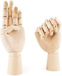 FUKQVOD 2 Pcs 10" Wooden Hand Model Flexible Moveable Fingers Manikin Hand Figure Both Left and Right Hand for Sketching Drawing Home Office Desk Posable Joints Kids Children Toys Gift 10 INCH