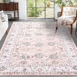 LuxFocus Classic Vintage Tradition Rug, Non-Slip Dirt-Repellent Washable Outdoor Rug Short Pile With Oriental Design Large Rug For Bedroom Living Room Dining Room Kitchen 160 X 230 cm Pink