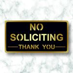 Signage nano Self-Adhesive Black Golden Sign for Business Shop Stores Cafes Shops Hospital School Office Hotel (NO SOLICITING)